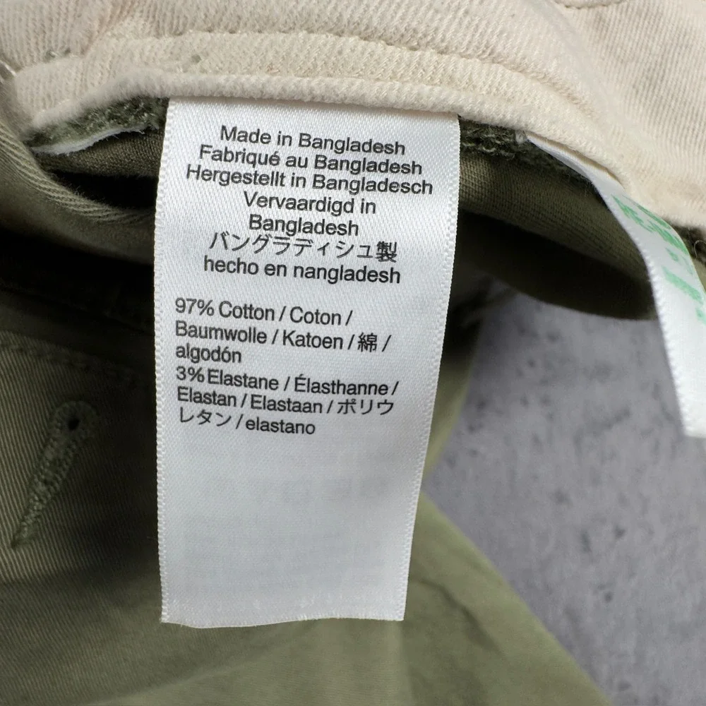 J.Crew Chino Pants Mens 36x32 Green Stretch Cotton Khaki Straight 2426
